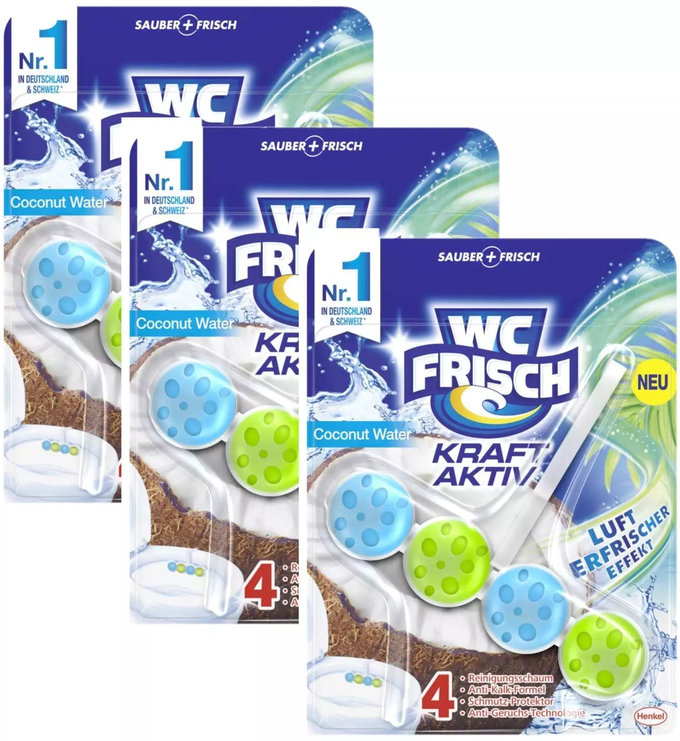 Null WC-Frisch Kraft Aktiv Duftspüler Coconut Water 5x50g WC Reiniger Reinigung 6 Null WC-Frisch Kraft Aktiv Duftspüler Coconut Water 5x50g WC Reiniger Reinigung – Bild 4