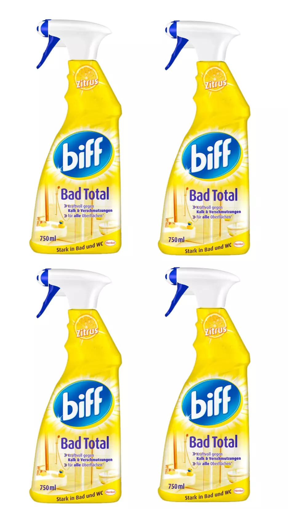 Null Biff Bad Total Zitrus Badreiniger Reiniger 4x750ml Sprühflasche Reinigungsmittel 3 Null Biff Bad Total Zitrus Badreiniger Reiniger 4x750ml Sprühflasche Reinigungsmittel