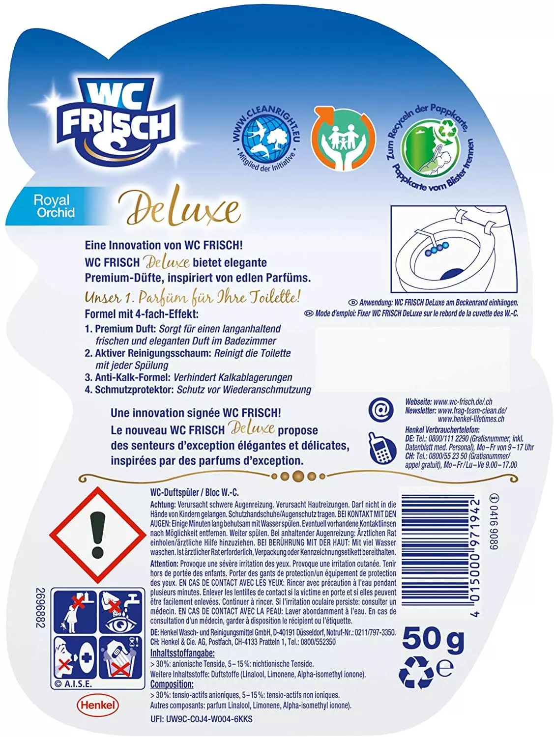 Null WC FRISCH DeLuxe Royal Orchid WC Reiniger Und WC-Duftspüler 1 Stück Badreiniger 8 Null WC FRISCH DeLuxe Royal Orchid WC Reiniger Und WC-Duftspüler 1 Stück Badreiniger – Bild 6