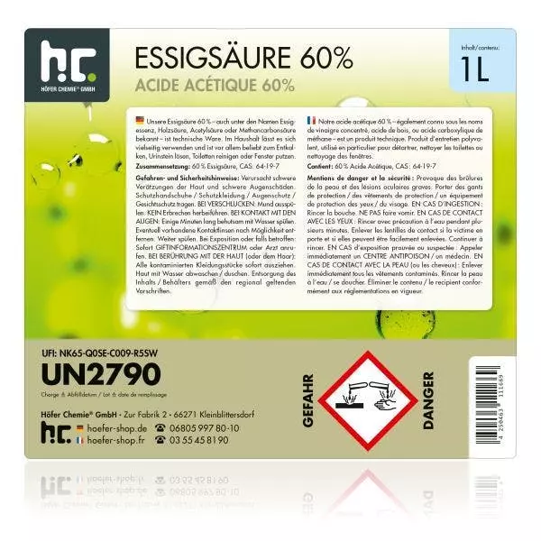 Null 1 X 1 Liter Essigsäure 60% In Flaschen 9 Null 1 X 1 Liter Essigsäure 60% In Flaschen – Bild 7