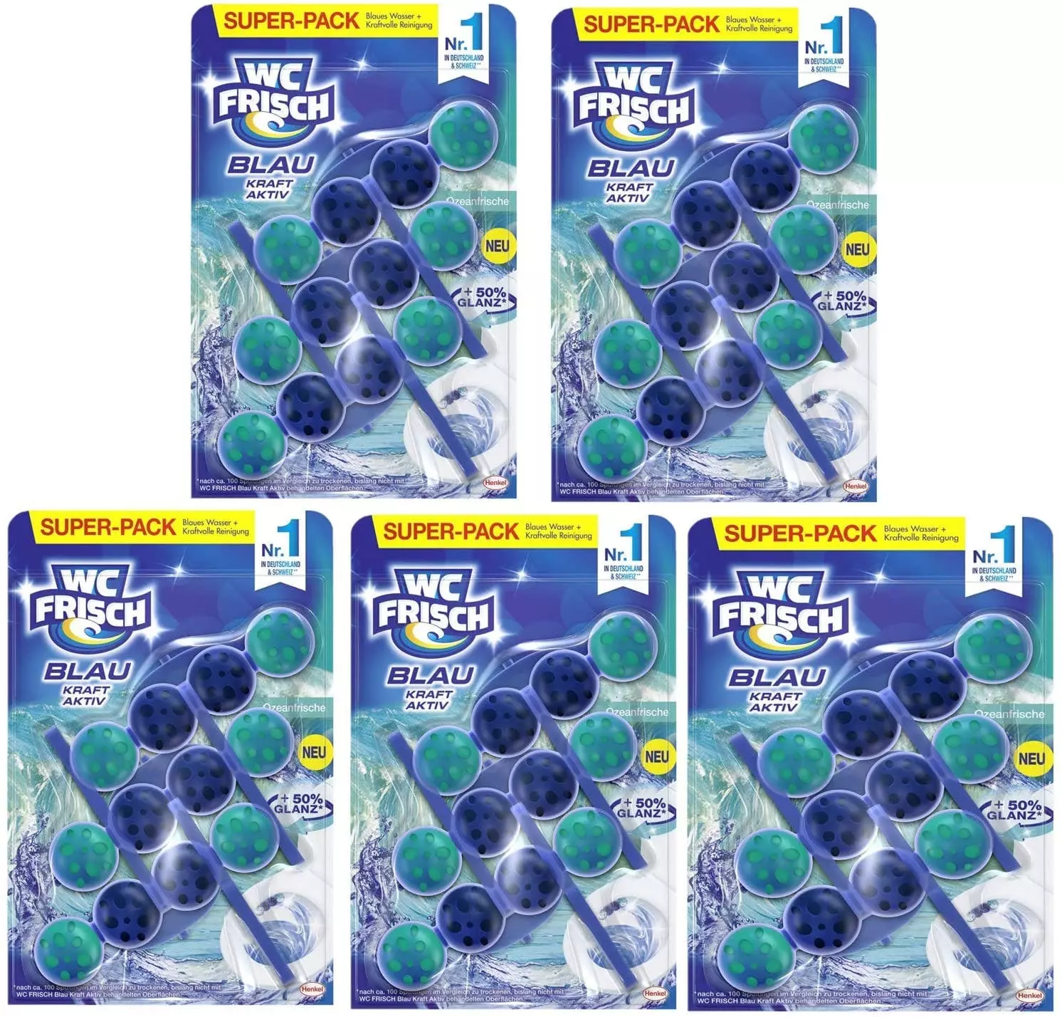 Null WC FRISCH Kraft Aktiv 4er Pack Blauspüler Ozeanfrische 4x1 Stück WC-Reiniger 7 Null WC FRISCH Kraft Aktiv 4er Pack Blauspüler Ozeanfrische 4x1 Stück WC-Reiniger – Bild 5