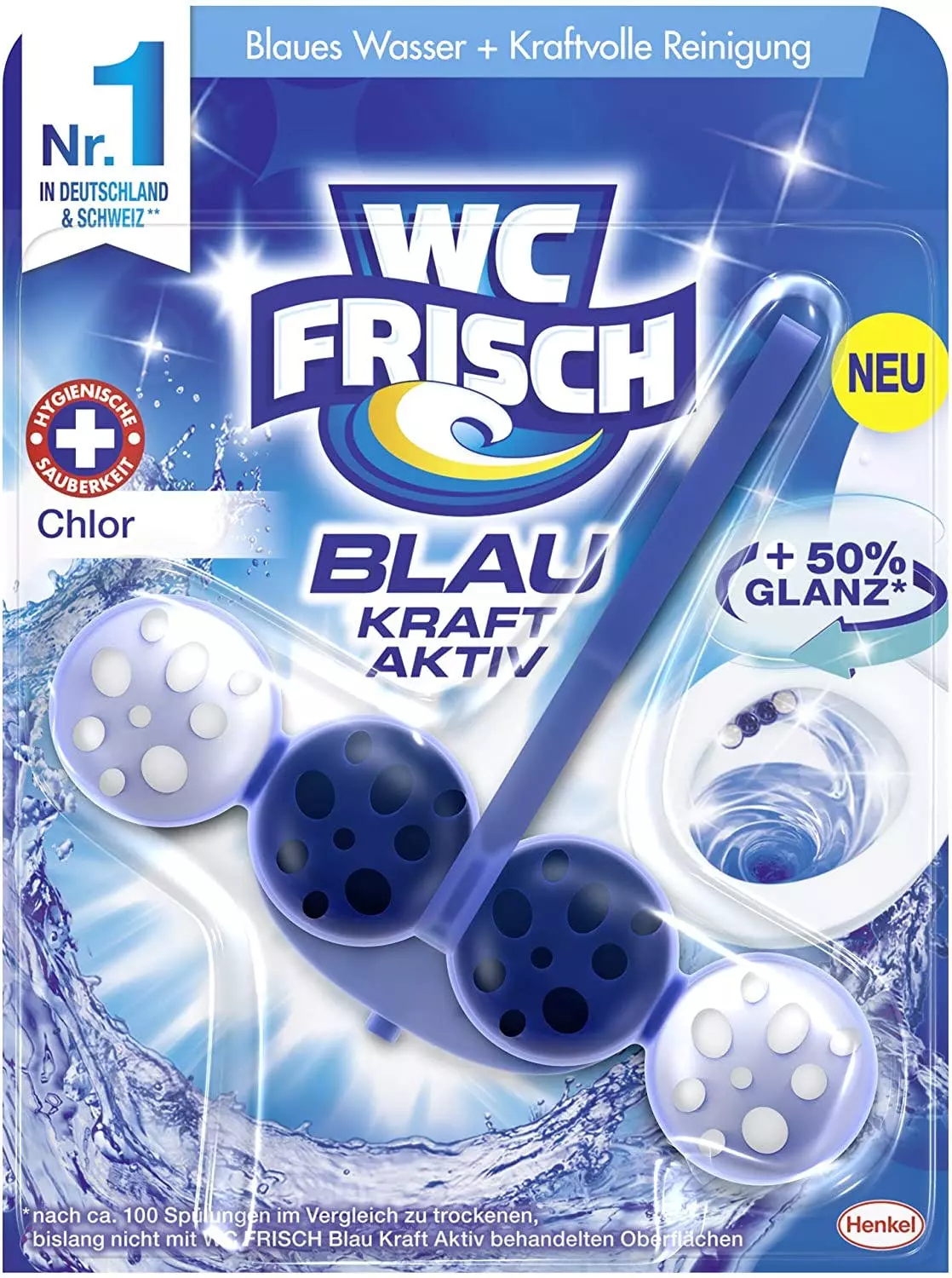 Null WC FRISCH Kraft Aktiv 4er Pack Blauspüler Chlor WC-Reiniger 4x1 Stück Farbspüler 6 Null WC FRISCH Kraft Aktiv 4er Pack Blauspüler Chlor WC-Reiniger 4x1 Stück Farbspüler – Bild 4