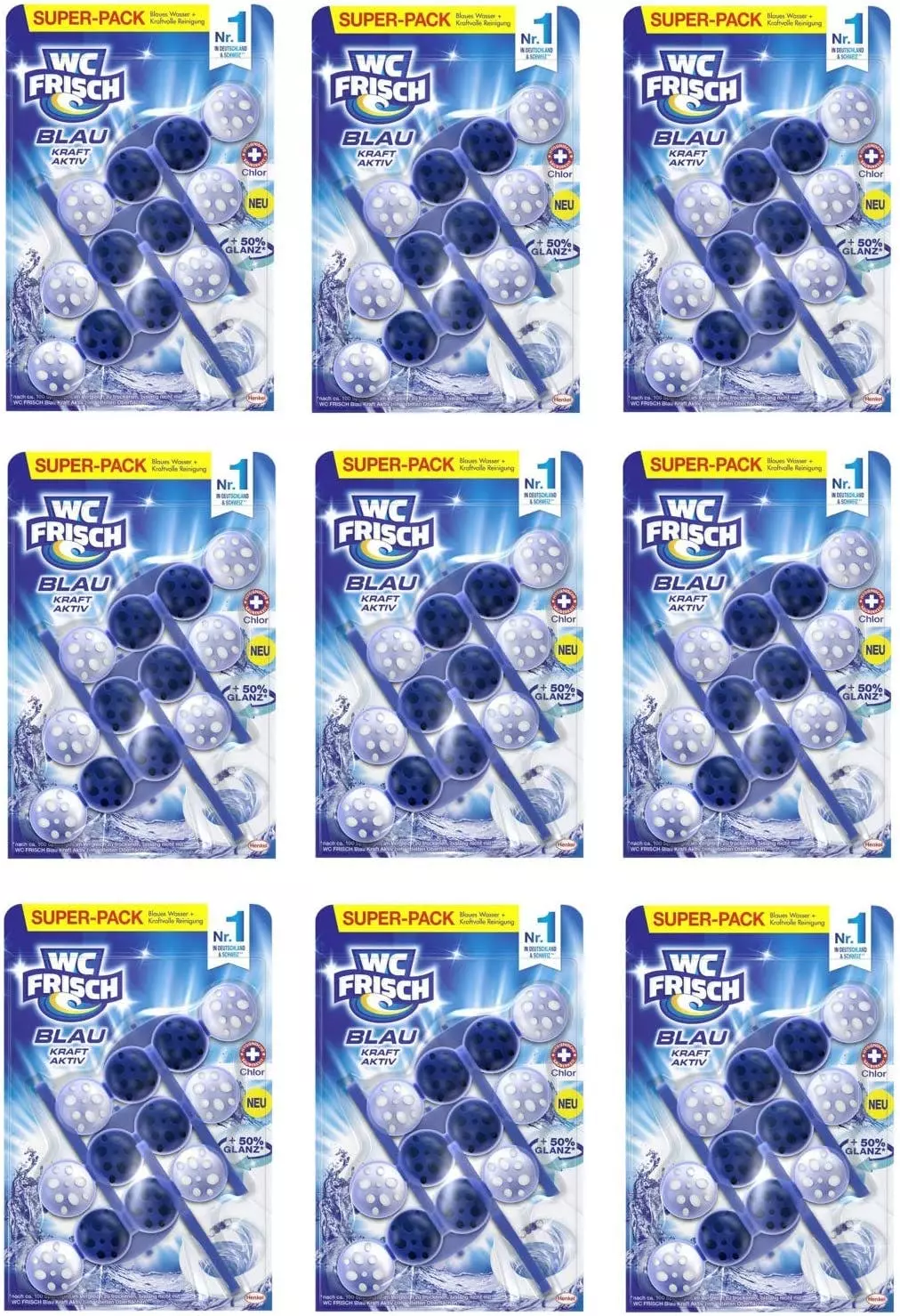 Null WC FRISCH Kraft Aktiv 4er Pack Blauspüler Chlor WC-Reiniger 4x1 Stück Farbspüler 7 Null WC FRISCH Kraft Aktiv 4er Pack Blauspüler Chlor WC-Reiniger 4x1 Stück Farbspüler – Bild 5