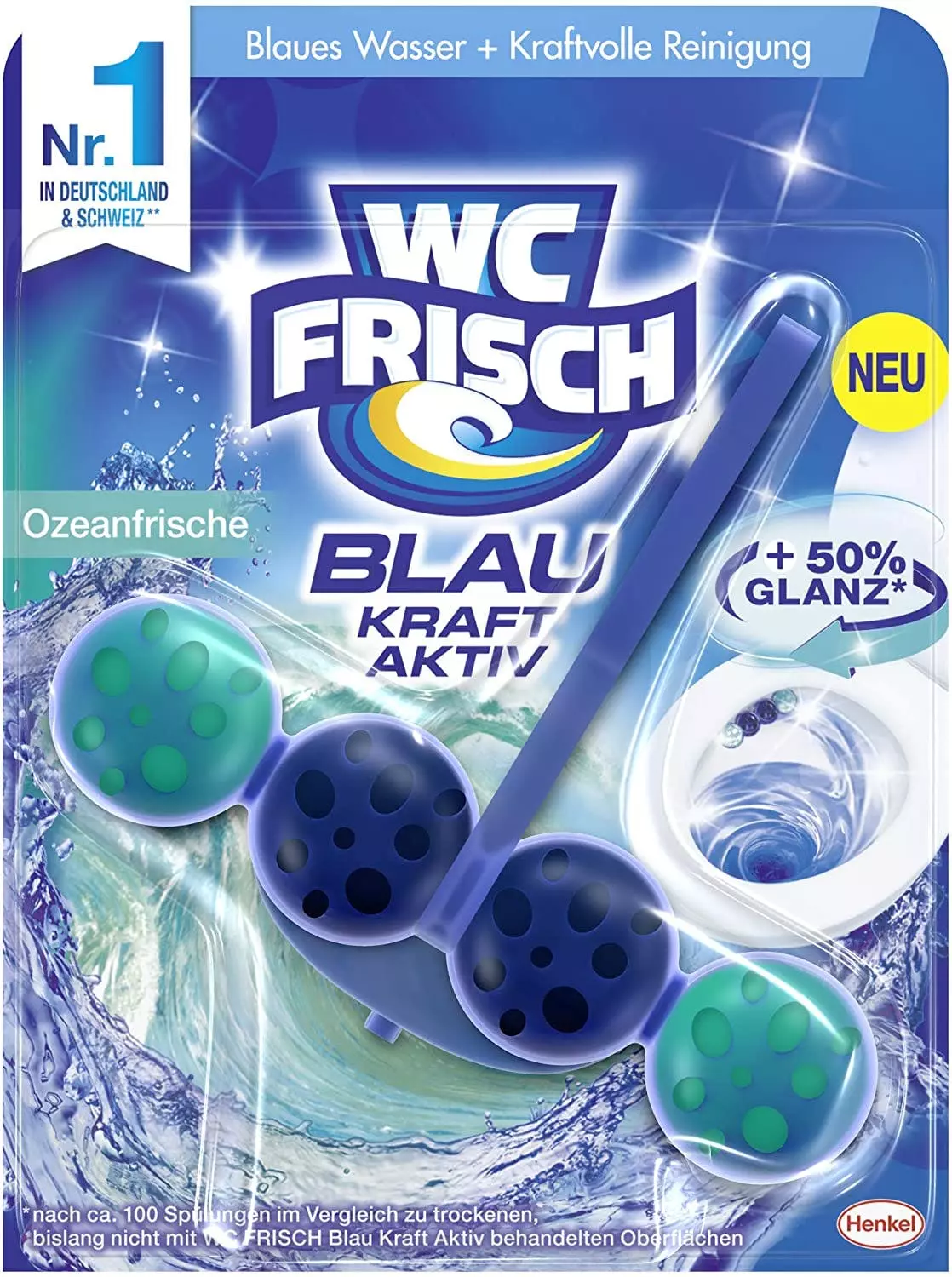 Null WC FRISCH Kraft Aktiv 4er Pack Blauspüler Ozeanfrische 4x1 Stück WC-Reiniger 6 Null WC FRISCH Kraft Aktiv 4er Pack Blauspüler Ozeanfrische 4x1 Stück WC-Reiniger – Bild 4