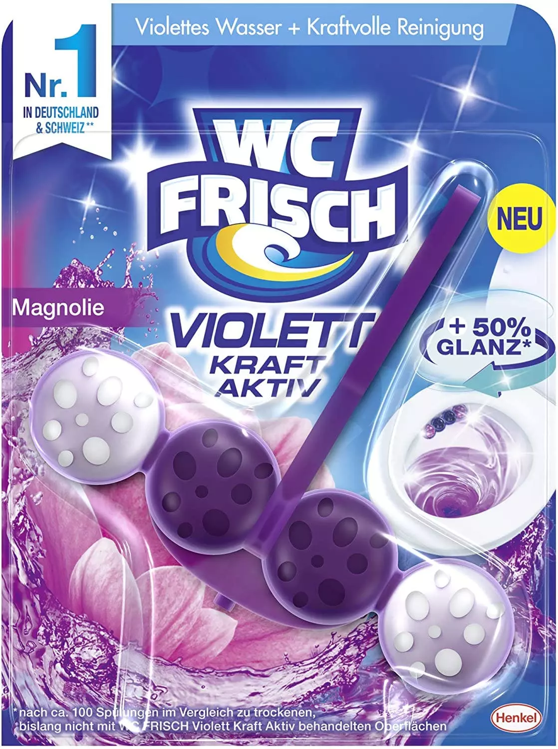 Null WC FRISCH Kraft Aktiv Violettspüler Magnolie 3x50g WC Reiniger Reinigung 6 Null WC FRISCH Kraft Aktiv Violettspüler Magnolie 3x50g WC Reiniger Reinigung – Bild 4