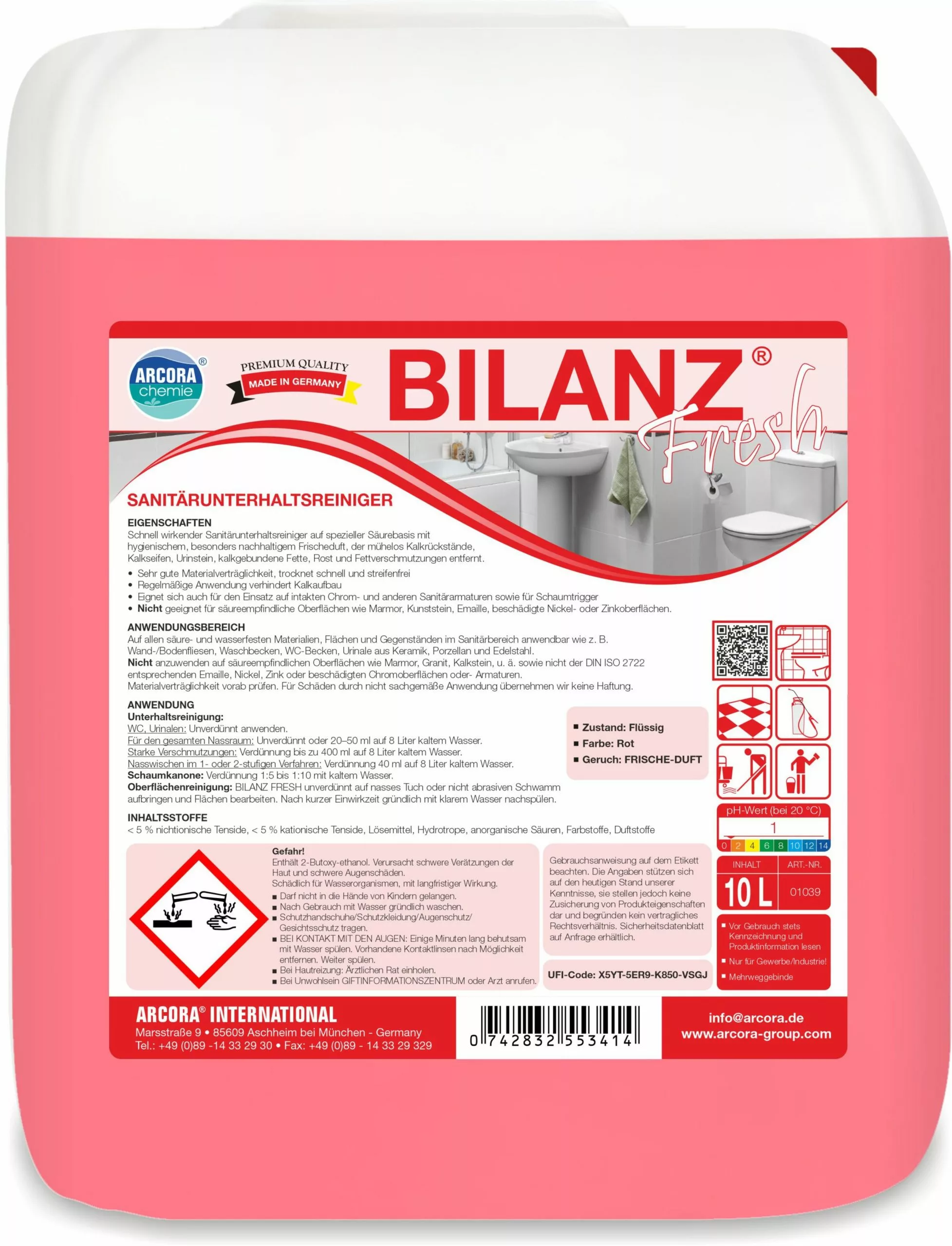 ARCORA Sanitärunterhaltsreiniger BILANZ FRESH, 10L 3 ARCORA Sanitärunterhaltsreiniger BILANZ FRESH, 10L