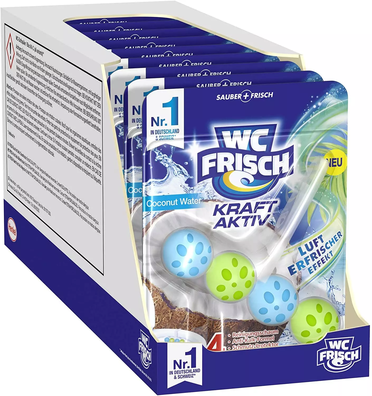 Null WC-Frisch Kraft Aktiv Duftspüler Coconut Water 5x50g WC Reiniger Reinigung 5 Null WC-Frisch Kraft Aktiv Duftspüler Coconut Water 5x50g WC Reiniger Reinigung – Bild 3