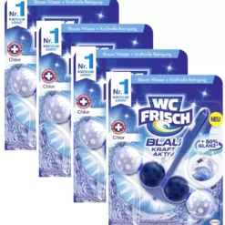 Null WC FRISCH Kraft Aktiv 4er Pack Blauspüler Chlor WC-Reiniger 4x1 Stück Farbspüler