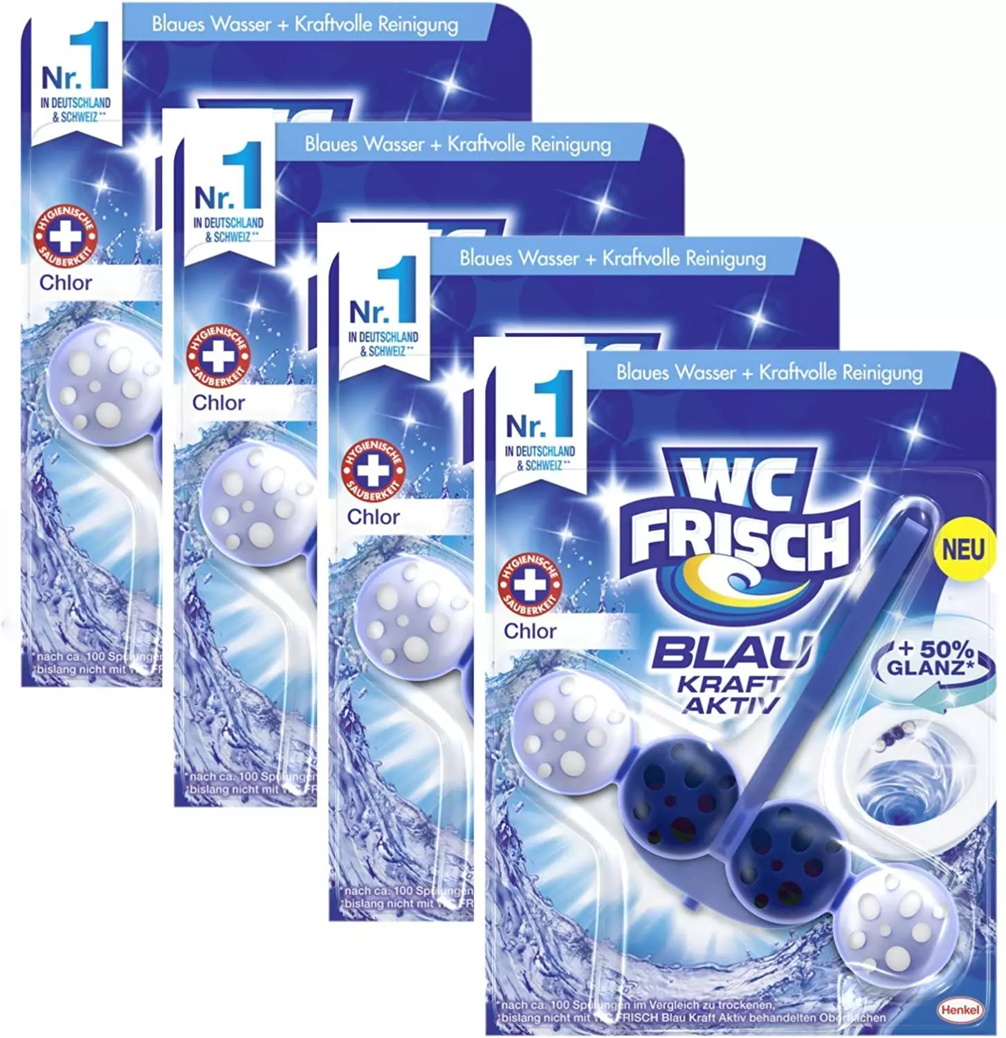 Null WC FRISCH Kraft Aktiv 4er Pack Blauspüler Ozeanfrische 4x1 Stück WC-Reiniger 5 Null WC FRISCH Kraft Aktiv 4er Pack Blauspüler Ozeanfrische 4x1 Stück WC-Reiniger – Bild 3
