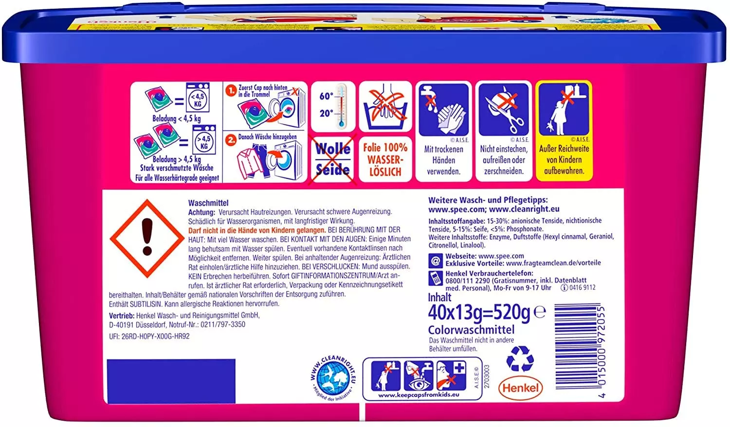 Null Spee Power Caps Color 3+1 Colorwaschmittel 40 Waschladungen Waschmittel Waschen 8 Null Spee Power Caps Color 3+1 Colorwaschmittel 40 Waschladungen Waschmittel Waschen – Bild 6