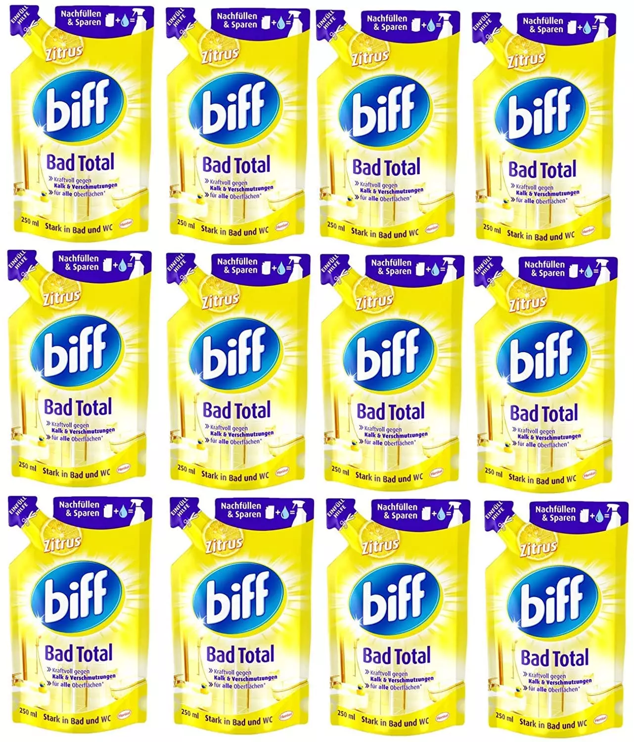 Null Biff Bad Total Zitrus Badreiniger Bad Reiniger Badezimmer 12x250 Ml Nachfüllpack 3 Null Biff Bad Total Zitrus Badreiniger Bad Reiniger Badezimmer 12x250 Ml Nachfüllpack