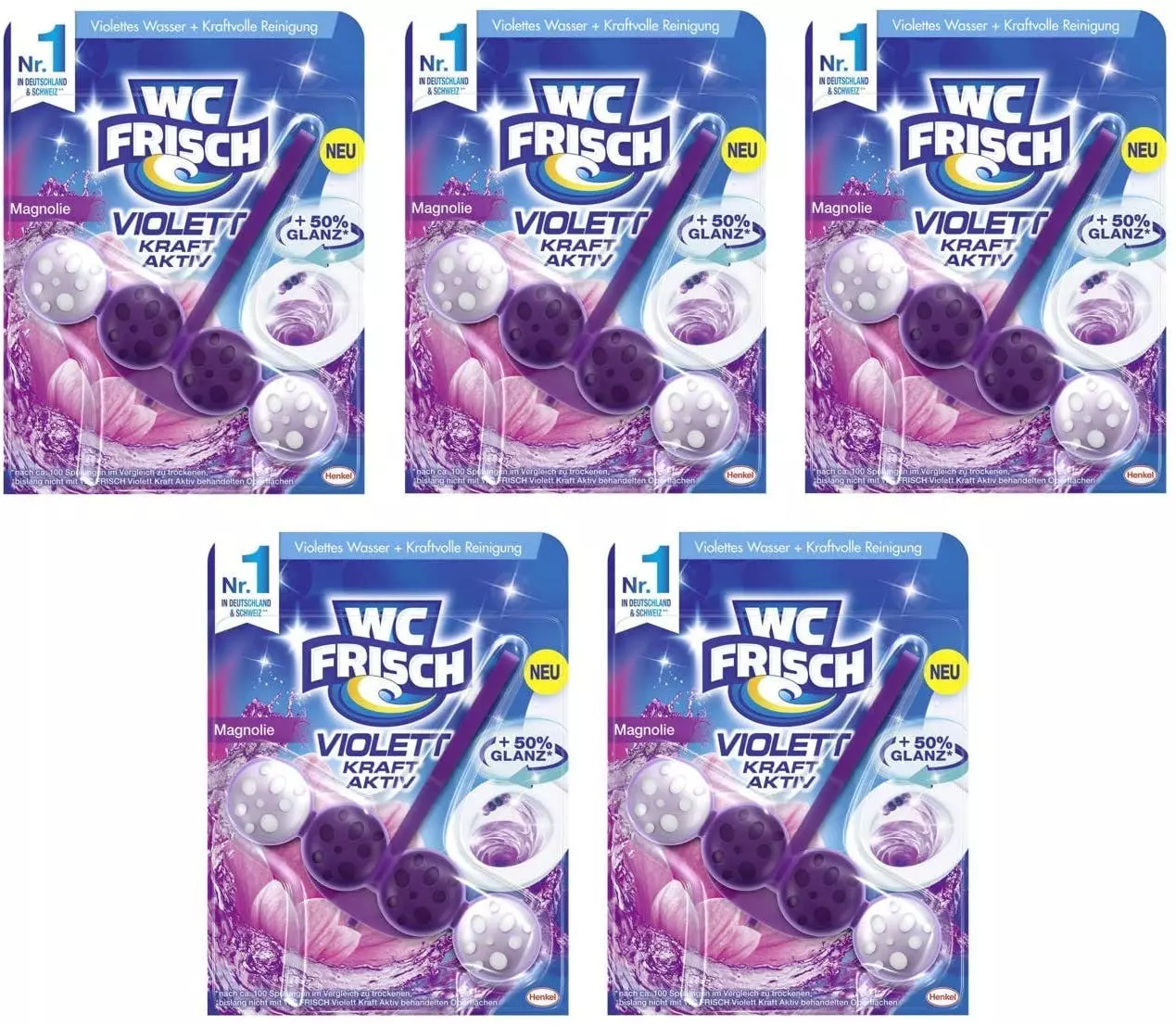 Null WC FRISCH Kraft Aktiv Violettspüler Magnolie 3x50g WC Reiniger Reinigung 4 Null WC FRISCH Kraft Aktiv Violettspüler Magnolie 3x50g WC Reiniger Reinigung – Bild 2