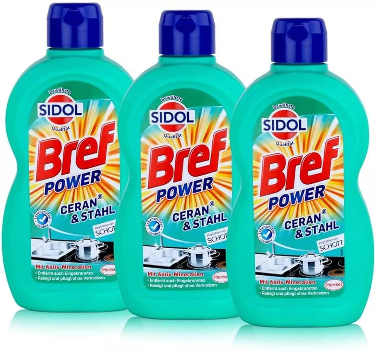 Null Bref Sidol Ceran & Stahl Reiniger Entfernt Eingebranntes 4x500ml Sauberkeit 4 Null Bref Sidol Ceran & Stahl Reiniger Entfernt Eingebranntes 4x500ml Sauberkeit – Bild 2