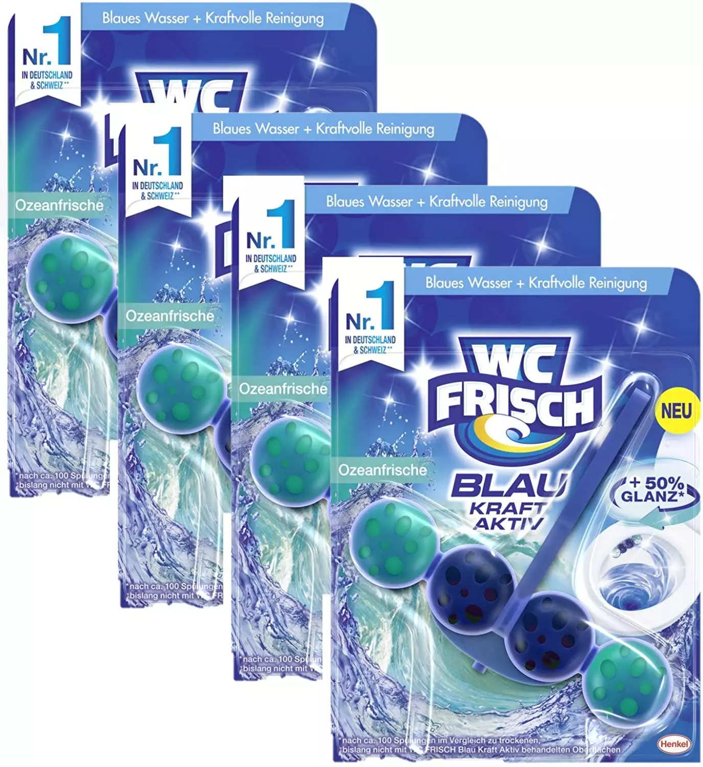 Null WC FRISCH Kraft Aktiv 4er Pack Blauspüler Ozeanfrische 4x1 Stück WC-Reiniger 3 Null WC FRISCH Kraft Aktiv 4er Pack Blauspüler Ozeanfrische 4x1 Stück WC-Reiniger