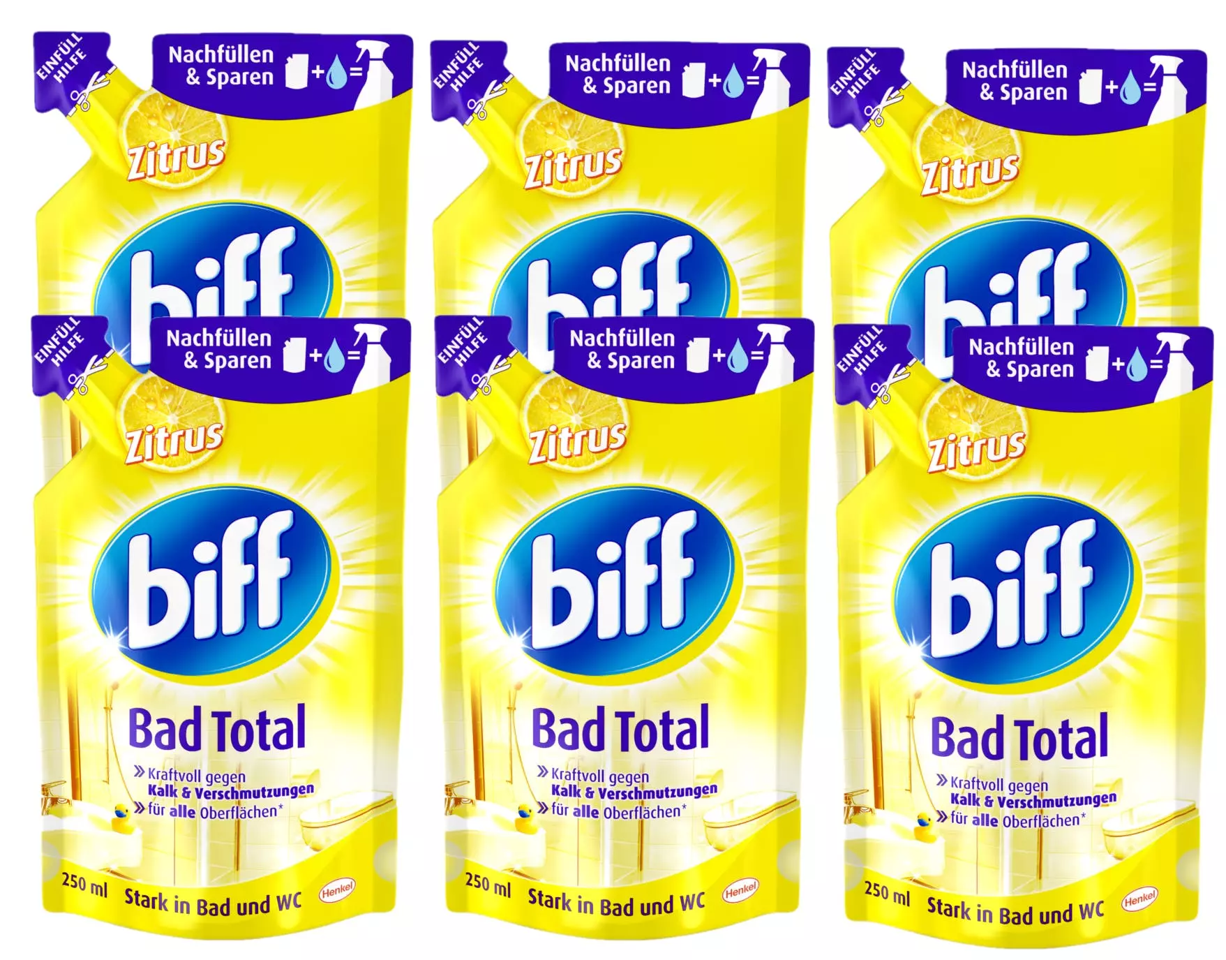 Null Biff Bad Total Zitrus Badreiniger Bad Reiniger Badezimmer 12x250 Ml Nachfüllpack 6 Null Biff Bad Total Zitrus Badreiniger Bad Reiniger Badezimmer 12x250 Ml Nachfüllpack – Bild 4