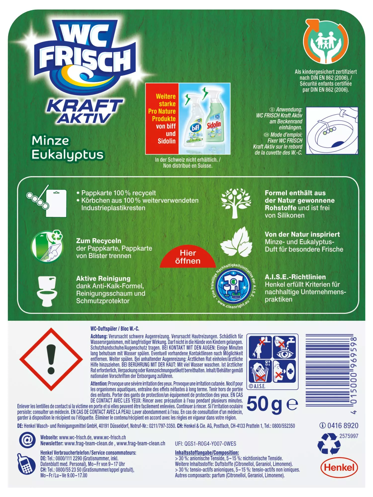 Null WC Frisch Kraft-Aktiv 10er Pack Pro Nature Minze WC-Reiniger 10x1 Stück 8 Null WC Frisch Kraft-Aktiv 10er Pack Pro Nature Minze WC-Reiniger 10x1 Stück – Bild 6